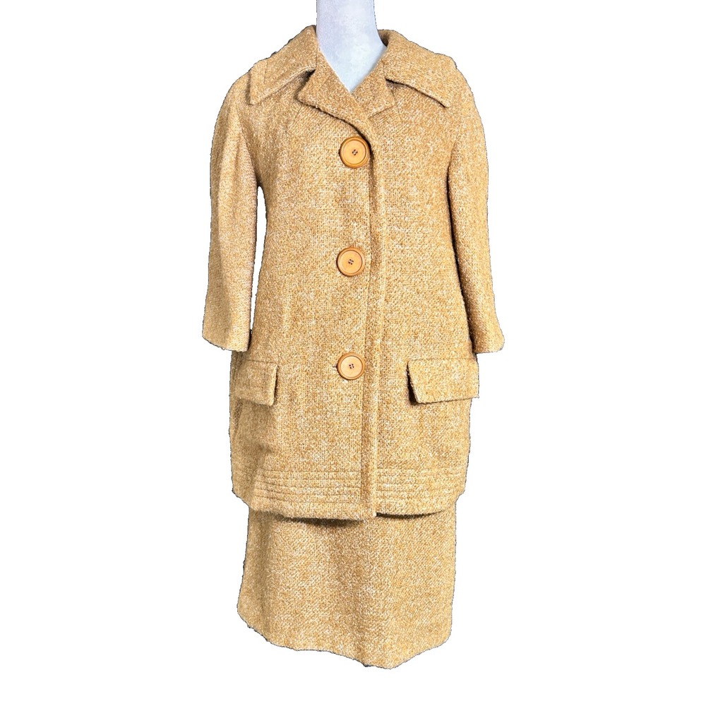 Vintage 1950s Glen Haven Union Made Tweed Swing Coat Skirt Set